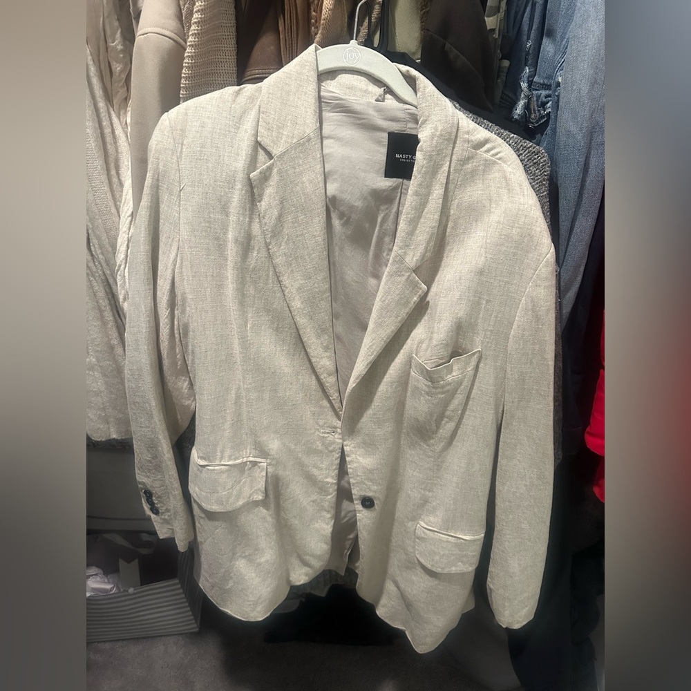 Nasty Gal Linen Blend Textured oversized blazer
